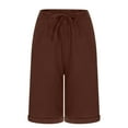 thumbnail image 5 of jobturf Bermuda Shorts for Women Trendy Summer 2024 Beach Drawstring Knee Length Shorts Loose Fit Resort Wear Lounge Shorts with Pockets, 5 of 6