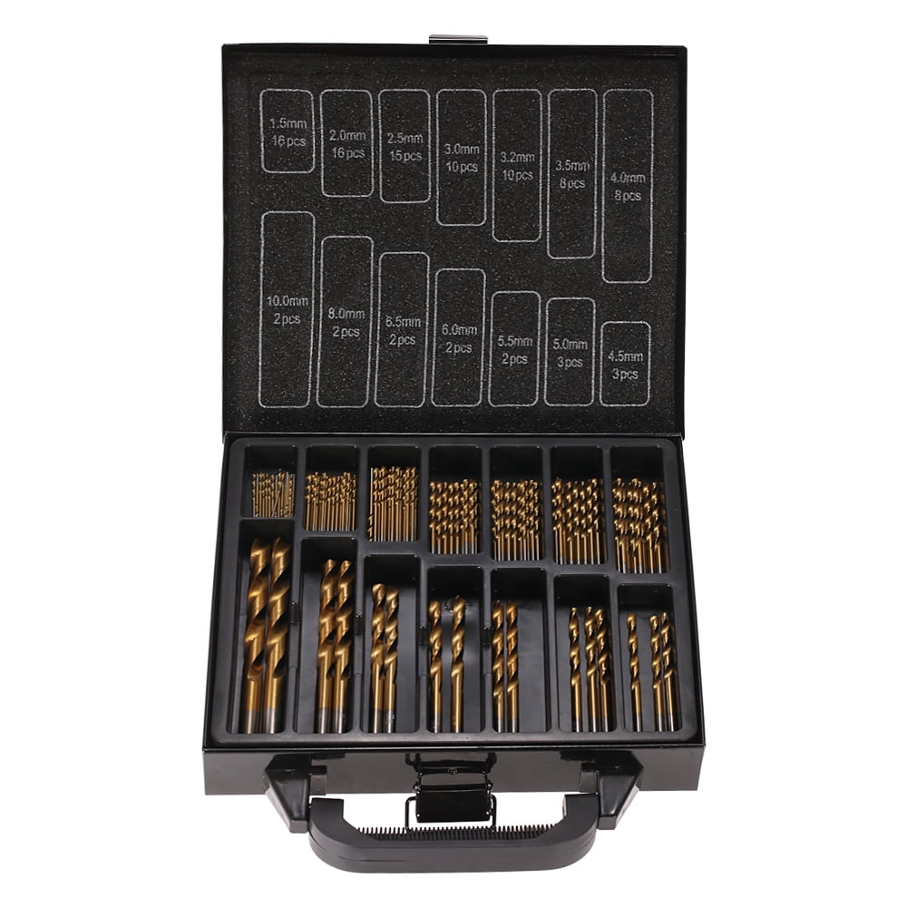 99Pcs Piece Set Titanium Coated HSS Drill Bit and Case Wood Metal Kit 1.5-10mm 99Pcs Piece Set Titanium Coated HSS Drill Bit and Case Wood Metal Kit 1.5-10mm