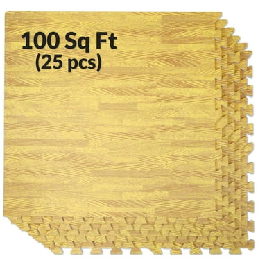 Home Aesthetics 100 Sq. Ft 3/8 Inch Thick Interlocking Foam Mats Flooring, Light