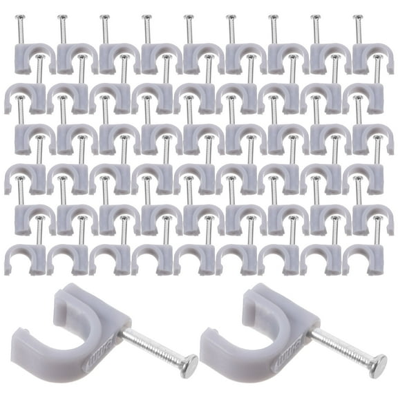 Clispeed Ethernet Cable Clips for Wall Half Clamp with Nail 100Pcs Office Use