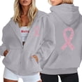 thumbnail image 2 of XINPING Hoodies Women Zip Up Hoodie Oversized Sweatshirt Jackets Spring Fall Winter Coats with Breast Cancer Awareness Ribbon Print 2026, 2 of 7