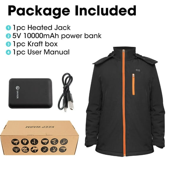 SAVIOR HEAT Men's Heated Ski Jacket - 3 - Level Heating, 10000mAh Battery, Wind & Water - Resistant