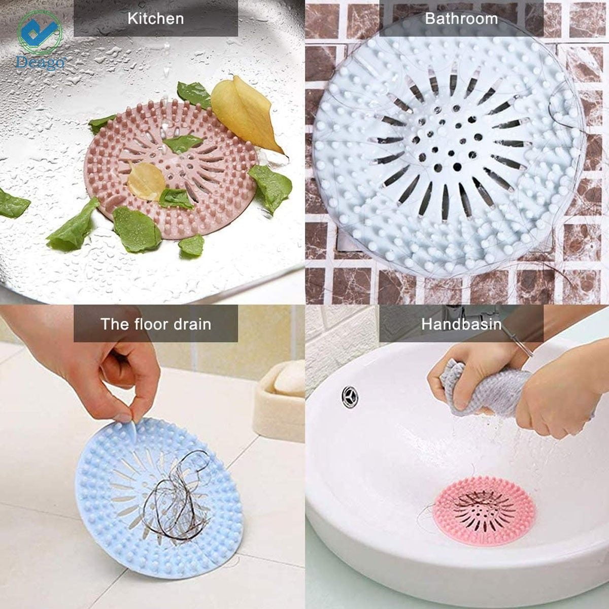 TOLKIUM Vibrant Drain Hair Catcher 5-Pack - Durable Silicone Like Shower  Drain Cover Hair Catcher for Bath, Sink, Shower, and Bathtub - Home
