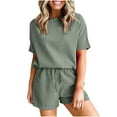 thumbnail image 2 of Wancir Womens Two Piece Short Sets for Summer Cute 2 Piece Outfits 2024 Casual Short Sleeve Crop Top And Shorts Matching Sets, 2 of 9