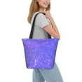 thumbnail image 2 of Salouo Purple Glitter for Shoppers Tote for Women Foldable Handbags with Big Capacity Casual One-Shoulder Shopping Bag Hobo Bags Fit for Office/Shopping/Park, 2 of 6