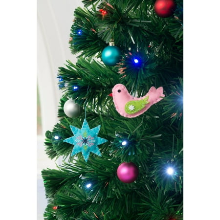 Holiday Time Star and Bird Christmas Tree Ornament Decorations, Set of 6,