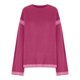 thumbnail image 4 of Suéter de cuello redondo para mujer, informal, liso, tejido, holgado, de manga larga, con cuello redondo, blusa, 4 of 8
