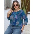 thumbnail image 4 of Top tipo túnica TFSDOD, talla grande, manga 3/4, cuello redondo para mujer, 4 of 6