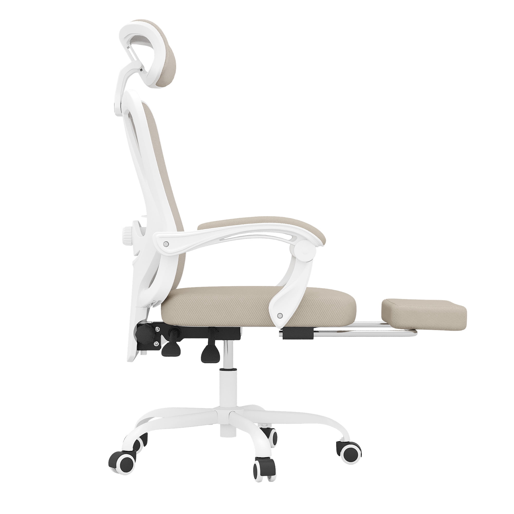 MAYEERTY Ergonomic Mesh Office Chair with Headrest, Lumbar Support, Footrest for Home Office Study, Khaki
