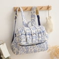 thumbnail image 3 of HAHUT Aesthetic Quilted Floral Diaper Bag Backpack with Stroller Straps, Multi-Functional Nylon Embroidered Laptop Backpack for Work Travel Casual (Blue), 3 of 7