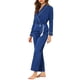 thumbnail image 4 of INSPIRAR CHIC Conjunto de Pijama de Satén para Mujeres con Mangas Largas y Pantalones 2 piezas S Azul, 4 of 5