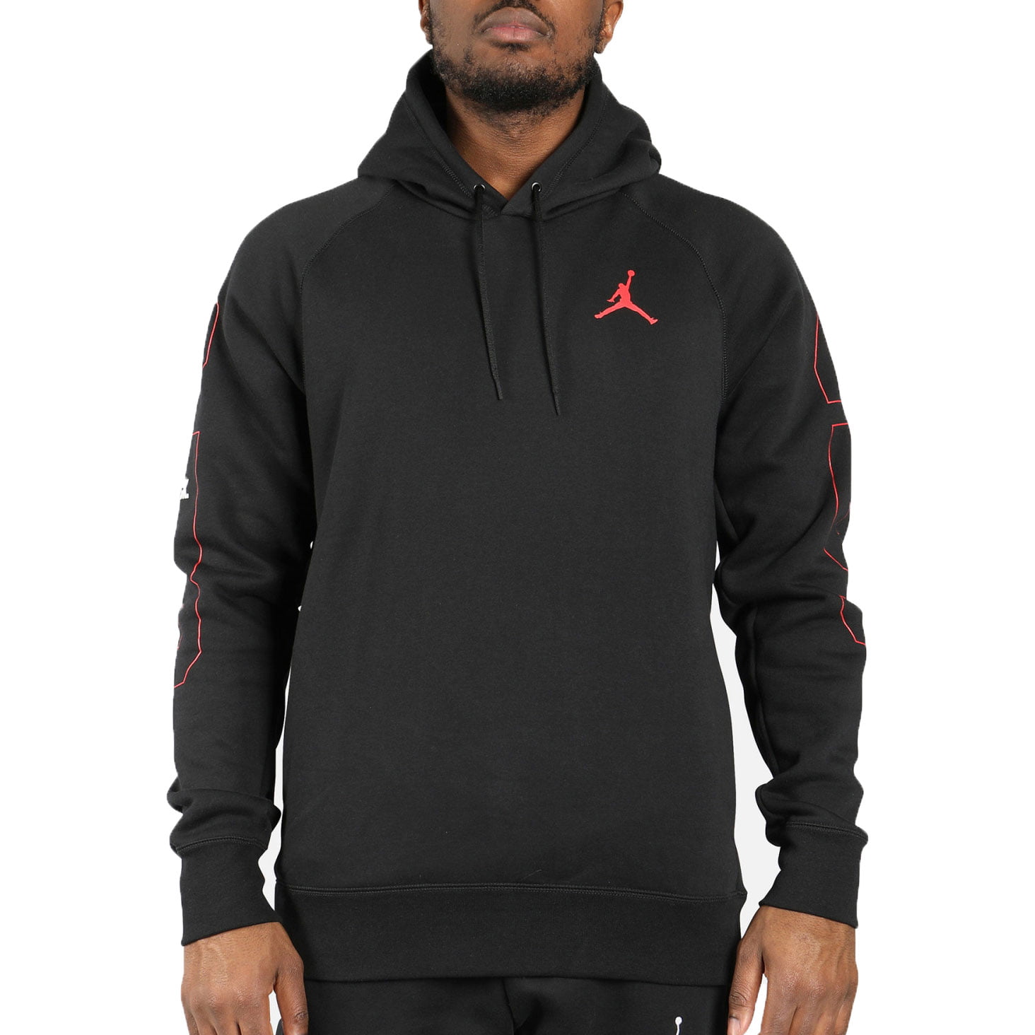 Nike - Jordan AJ 10 Flight Fleece Men's Pullover Hoodie Black/Gym Red