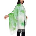 thumbnail image 3 of Women's Fashion Tassel Scarf, Green Watercolor Art Pattern Long Shawl, Lightweight and Warm, 3 of 9