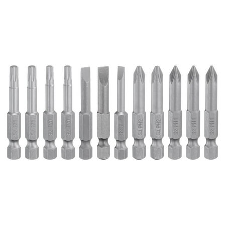 Uxcell 12Pcs Screwdriver Bit Set 2" Length Magnetic Slotted Phillips Torx Drill Bits