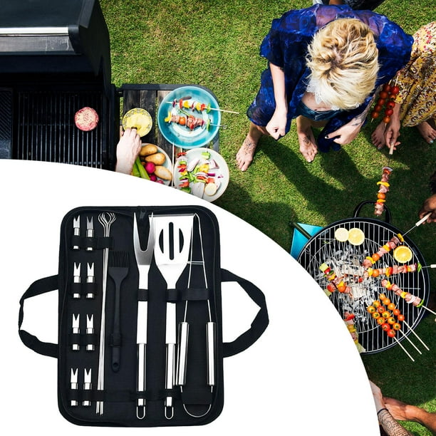 Herramientas para barbacoa, herramientas para asar, regalos resistentes con bolsa de almacenamiento, accesorios, utensilios para parrilla, juego para 16 juegos