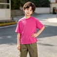 thumbnail image 4 of Acaics Boys Short Sleeve T-Shirt, Kids Oversized Crew Neck Vintage Washed Soft Solid Color Casual Top, Fashion Street Outfit for Summer Daily Wear, 4 of 8