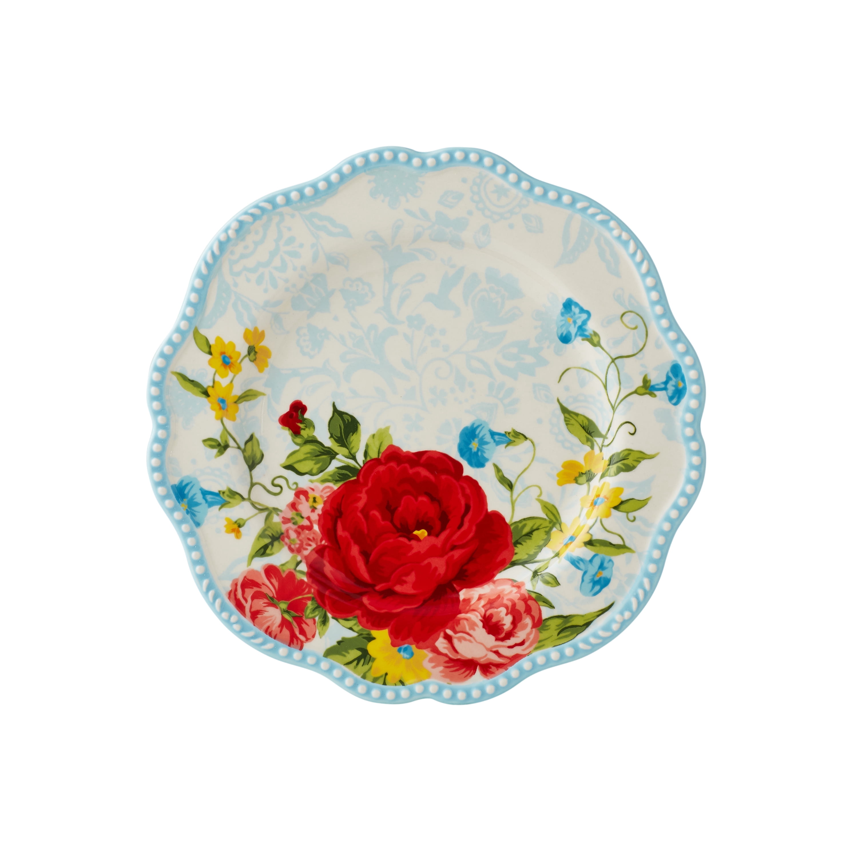 (3 pack) The Pioneer Woman Sweet Rose Light Blue Stoneware 12-Piece Dinnerware Set