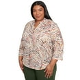 thumbnail image 3 of Alfred Dunner Womens Plus-Size Animal Burnout Button Front Top, 3 of 4