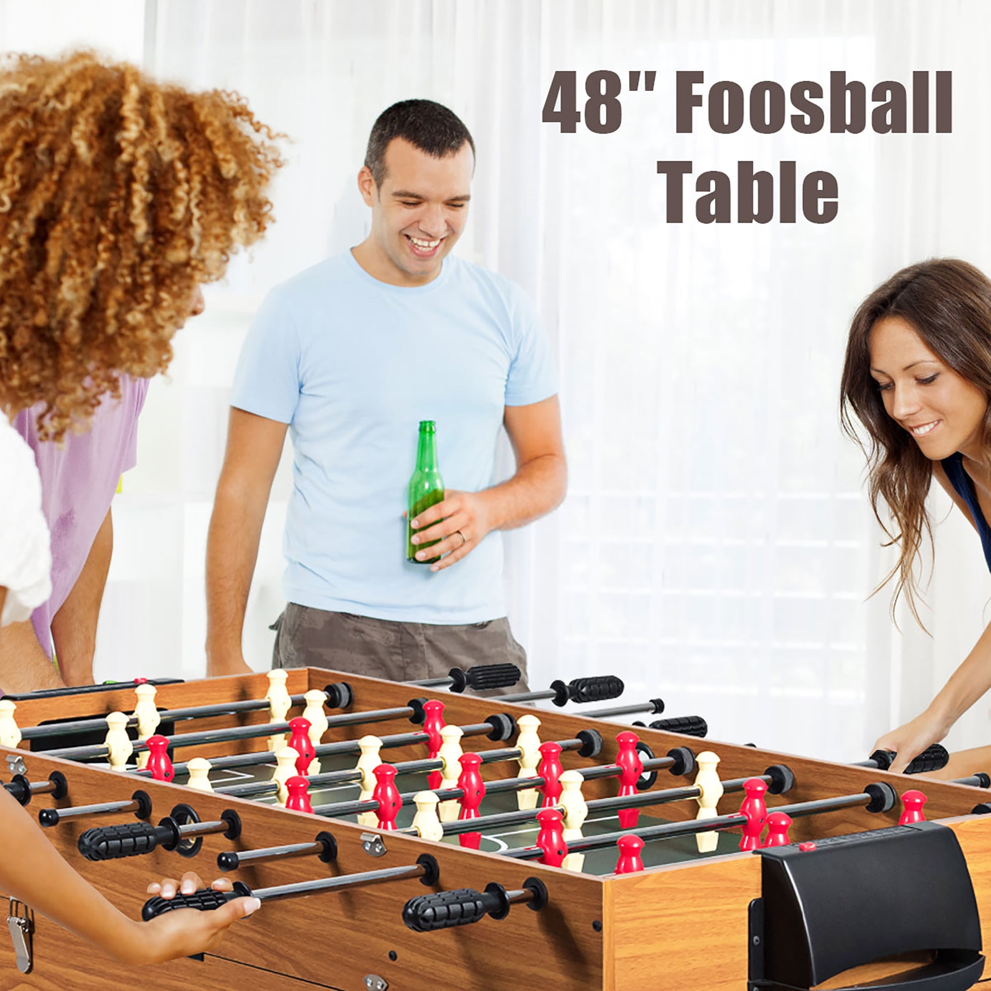 Costway 48'' 3-In-1 Multi Combo Game Table Foosball Soccer Billiards Pool Hockey For Kids