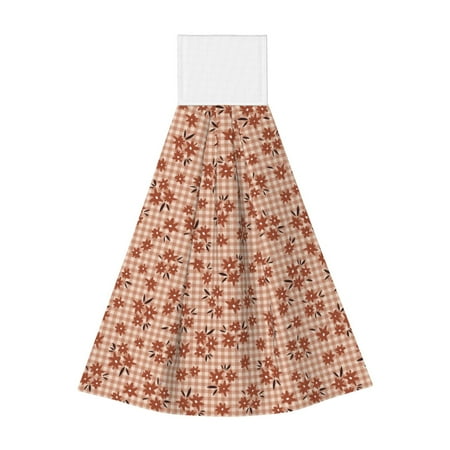 

Gaeub fall flower plaid Print Hand Towels with Hook Hanging Tie Towels Coral Velvet Dishtowels for Bathroom Restroom Home Decor