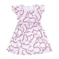 thumbnail image 4 of Rggeeun Baby Girls Dresses Cartoon Baseball Graphics Fly Sleeve Crew Neck A Line with Waist Draping Ruffle Knee Length for Summer Beach Lounging Graceful Playwear,White,8-9 Years, 4 of 4