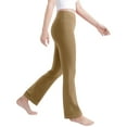 thumbnail image 7 of ZACPNCV Girl's Stretch High Waist Leggings Regular Fitted Solid Flared Pants Active Workout Yoga Pants Seamless Trousers Khaki 12-13 Years, 7 of 7