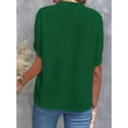 thumbnail image 2 of Solid Color Notch Neck Blouse, Casual Short Split Sleeve Blouse For Spring & Summer, Women's Clothing, 2 of 4