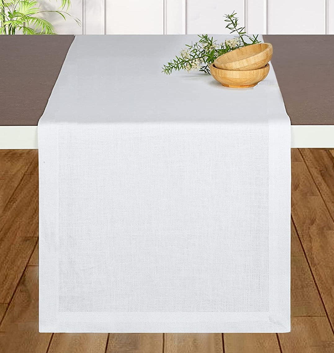 D'Moksha Homes White Table Runner - 14 x 48 Inch, 100% Pure Linen ...