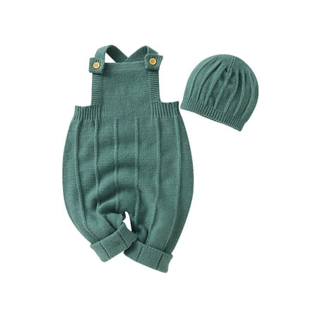 

KDFJPTH Toddler Outfits Autumn And Winter And Solid Color Jumpsuit Clothing Climbing Suit Hat Knitted Suit Clothes Set