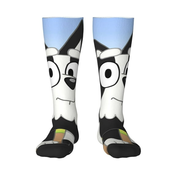 Sanaai Bluey Printed Men's & Women's Crew Socks - Lightweight Thin Cotton Calf and Knee-High Socks for Casual Wear
