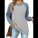 thumbnail image 2 of Sudadera Ligera de Larga con Cuello Redondo y Diseño Raglán con Bloques de Color para Mujer Gris Azul XL, 2 of 10