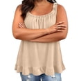 thumbnail image 3 of Aoochasliy Women Plus Size Camisole Tank Top with Lace Ruffled Hem Sleeveless Cami Blouse Casual Solid Color Spaghetti Straps Soft Lightweight Loose Fit Stretch Top, 3 of 9