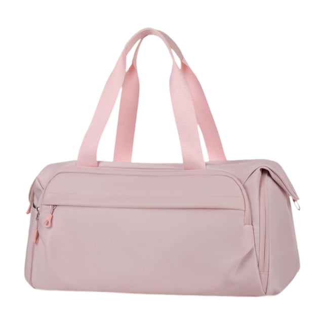 Bolsa de gimnasio con compartimento para zapatos y bolsillo húmedo, resistente al agua, de poliéster, práctica bolsa de lona, bolsa de gimnasio para h Rosa