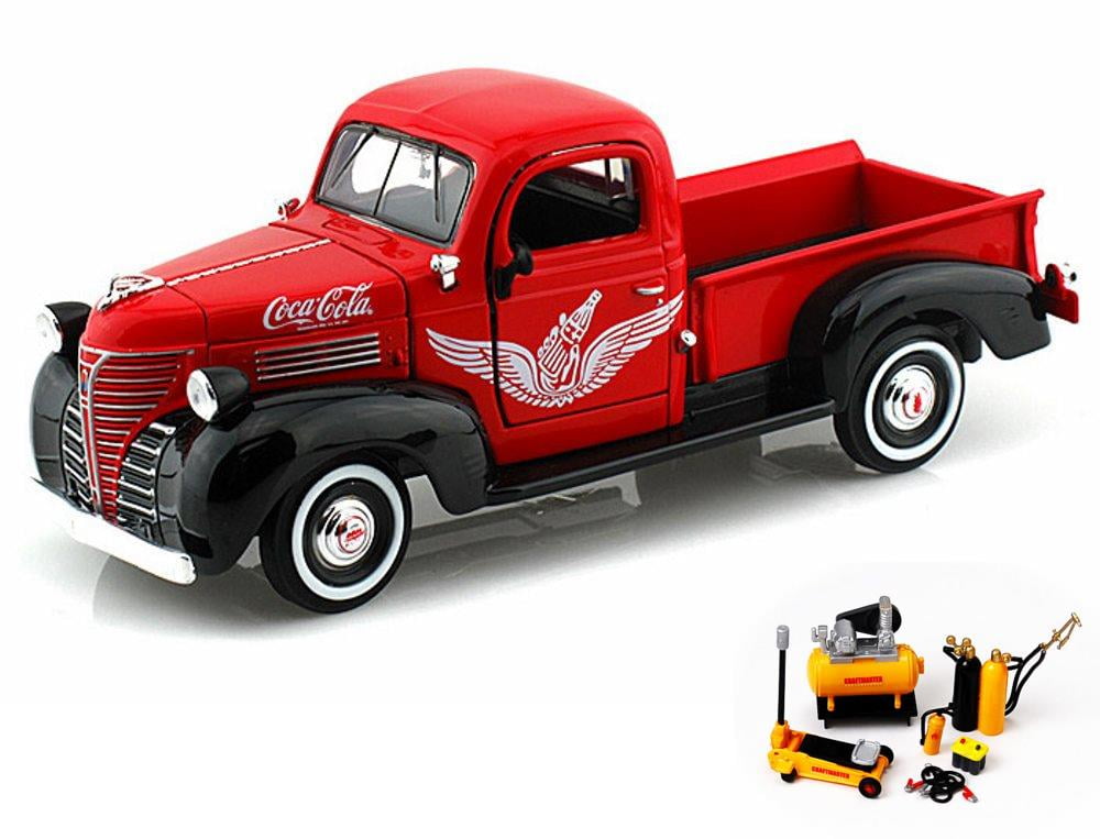 Diecast Car & Mechanic Set Package 1941 Plymouth Pickup Truck, Red