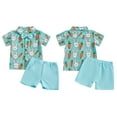 thumbnail image 4 of Okbabeha Baby Toddler Boy Easter Outfits Rabbit Carrot Short Sleeve Button-up Shirts Solid Color Shorts 2 Pcs Set, 4 of 8