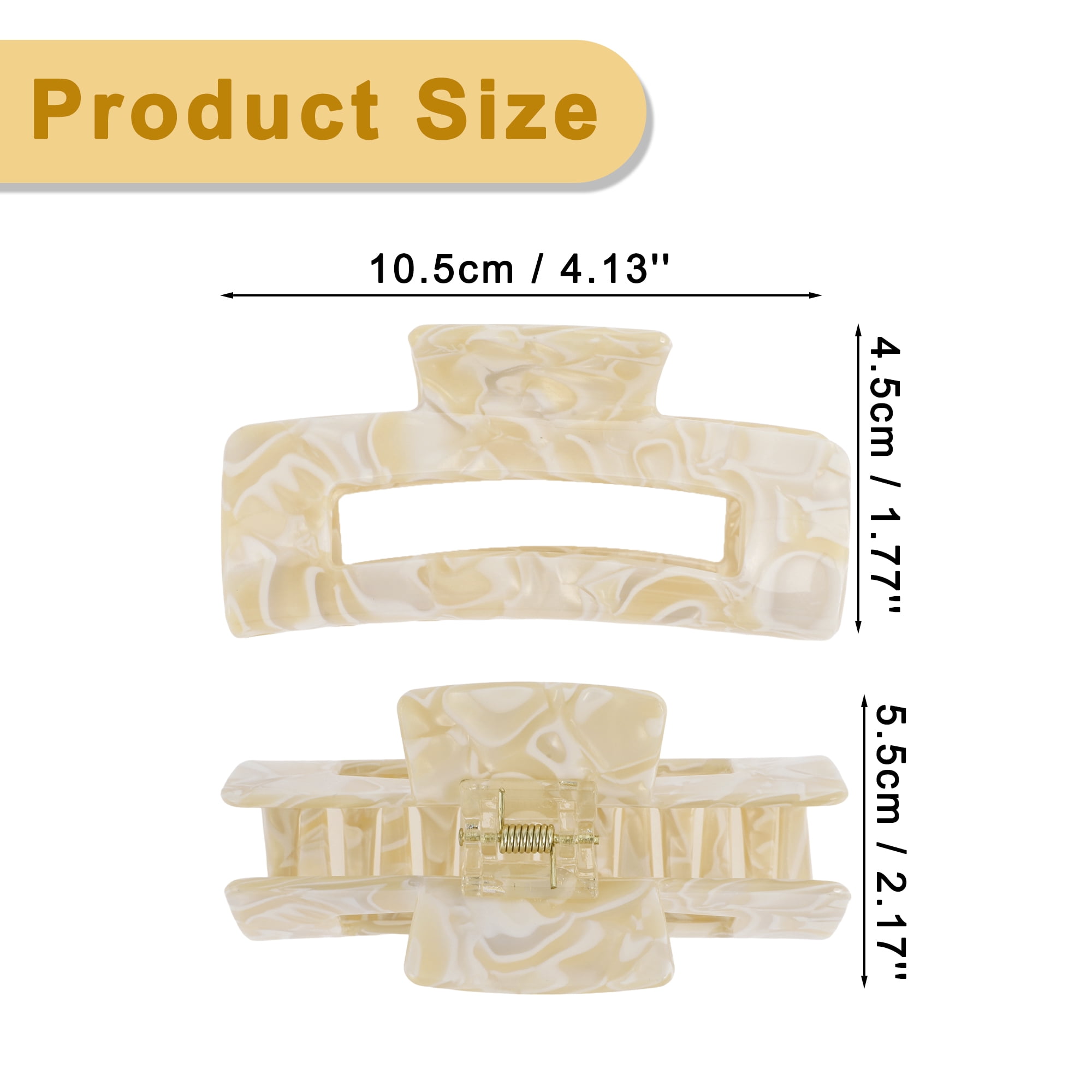 Unique Bargains Acetic Acid Tortoise Large Hair Claw Clips Beige