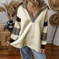 thumbnail image 5 of Yteetum Women's Oversized Striped Sweatshirts V Neck Drop Shoulder Long Sleeve Patchwork Pullover Sweatshirts Top Womens Casual Colorblock Loose Fits Long Sleeve Hoodless Sweatshirt Fall Clothes, 5 of 8