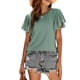 thumbnail image 5 of Txlixc Tops de mujer, cuello redondo con volantes, manga corta, ganchillo, hueco, suéter suelto, camiseta de color sólido Txlixc Moda, 5 of 9