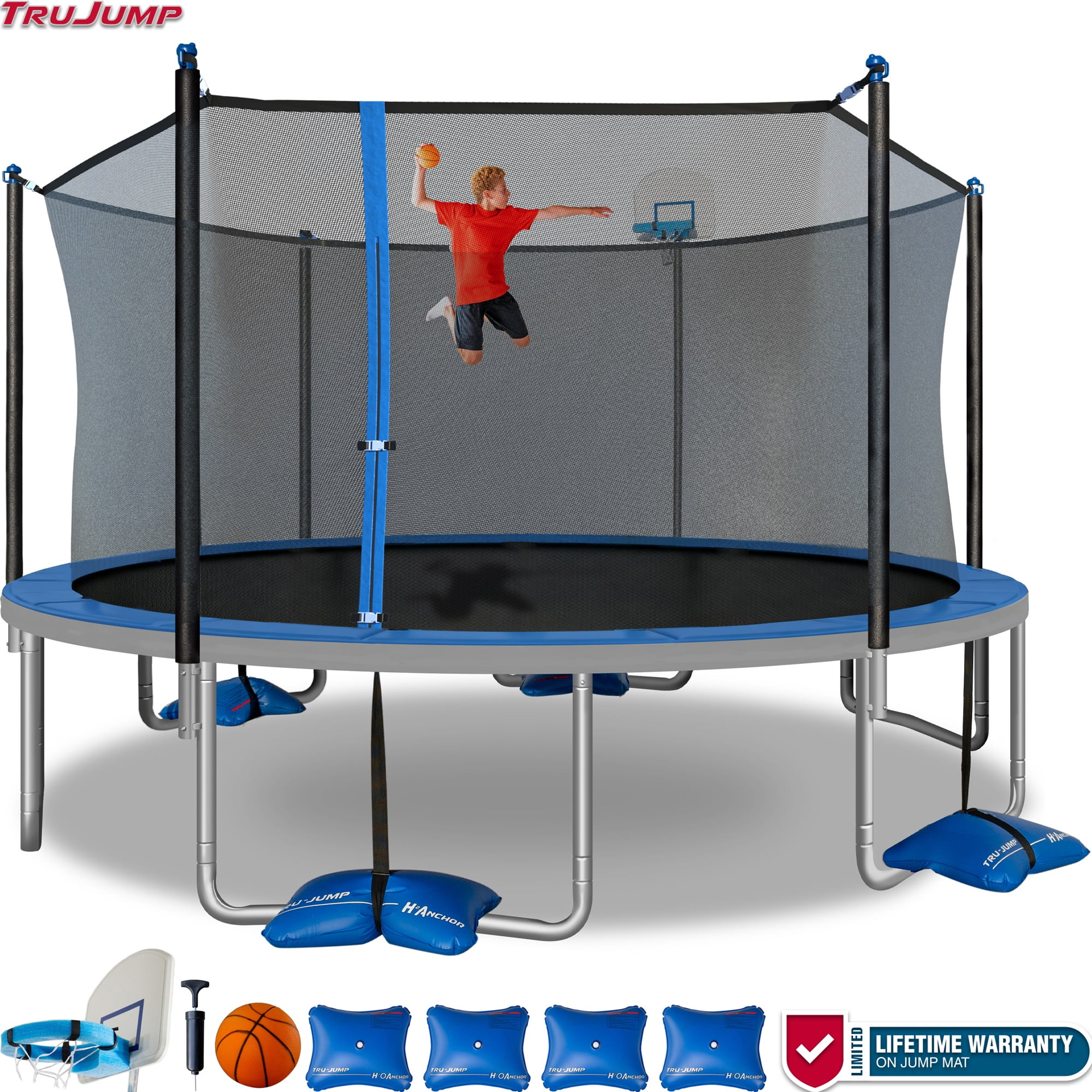 Airzone 15' Trampoline, with Enclosure, Blue - Walmart.com
