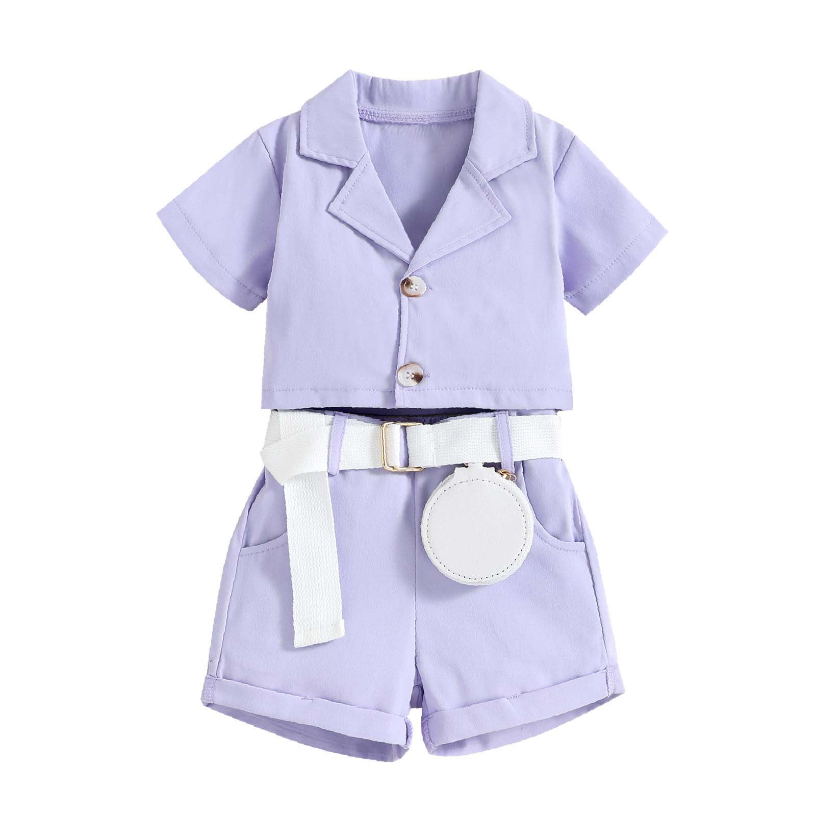 jovati Toddler Girls Shorts Summer Toddler Baby Girls Little Kid Small Suit Fanny Pack Shorts Set Childrens Clothing