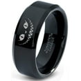 thumbnail image 1 of Tungsten Alice in Wonderland Cheshire Cat Band Ring 8mm Men Women Comfort Fit Black Beveled Edge Polished, 1 of 4