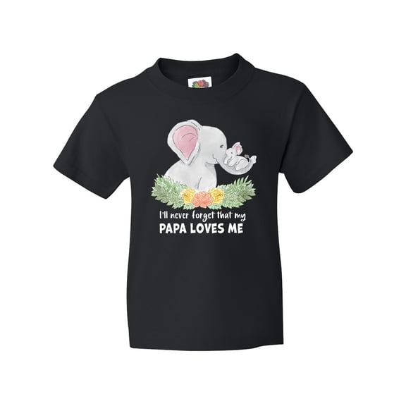 Inktastic I'll Never Forget That My Papa Loves Me with Cute Elephants Youth T-Shirt