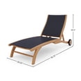 thumbnail image 4 of Perrin Teak Outdoor Reclining Chaise Lounger in Black with Wheels, 4 of 5