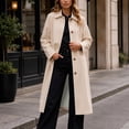 thumbnail image 4 of cocolona Womens Trench Coat Open Front Button Down Lapel Lined Overcoat LightWeight Trendy Fall Winter Solid Color Long Coat, 4 of 7