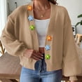 thumbnail image 2 of YUGYXL Women's Cable Knit Cardigan Teen Girl Cute Open Front Cardigans Sweater Long Sleeve Blouses Khaki XL, 2 of 6