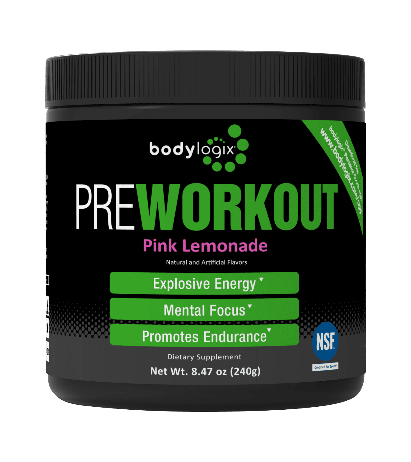 Bodylogix Pre Workout, Pink Lemonade, 30 Servings