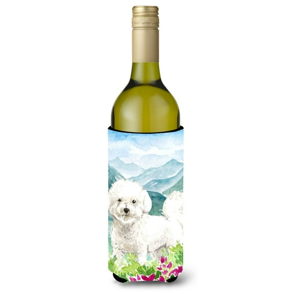 Carolines Treasures CK2546LITERK Mountain Flowers Bichon Frise Wine Bottle Beverage Insulator Hugger  Wine Bottle