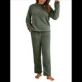 thumbnail image 1 of Pijama de 2 Piezas para Mujer, Conjunto de Ropa de Estar por Casa, Suéter de Punto, Cuello Redondo, Larga, Conjuntos Peludos Verde XL, 1 of 8