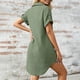 thumbnail image 5 of TaTaai Women's Button Down Shirt Dress Lapel Collar Short Sleeve Solid Color Casual Pocket Detail Crinkle Gauze Mini Dress Gift, 5 of 7