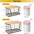 thumbnail image 3 of 2 Pack Stackable Wire Storage Basket with Bamboo Lip, Trash Bag Dispenser Under Sink for 4-13 Gal Bags, Kitchen Storage Bins for Potato and Onion, Brown, 3 of 7